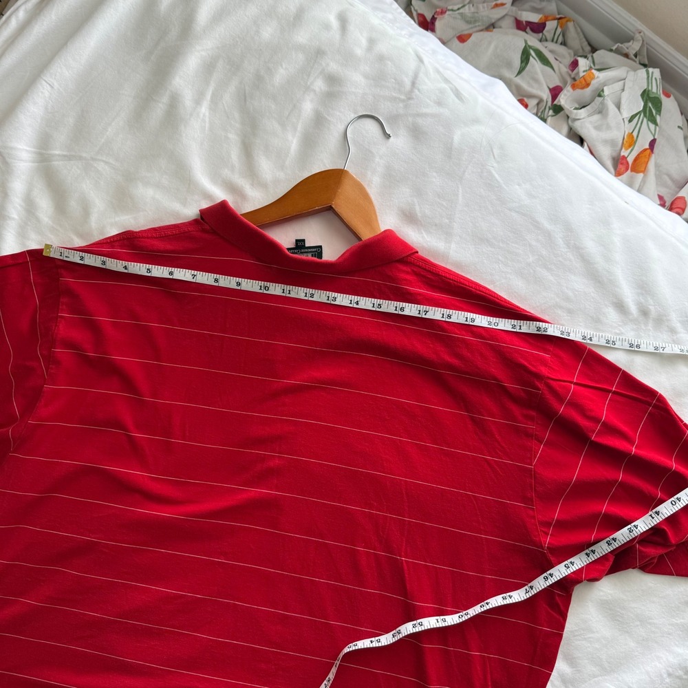 Masters Clubhouse Collection Red Striped Golf Polo Shirt Mens XXL Made in Italy - Picture 9 of 10
